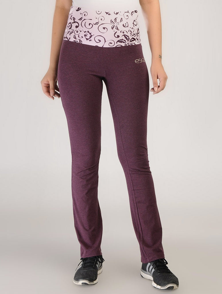 Mandala Print Grey Rollover Yoga Pants - Eska Fashion