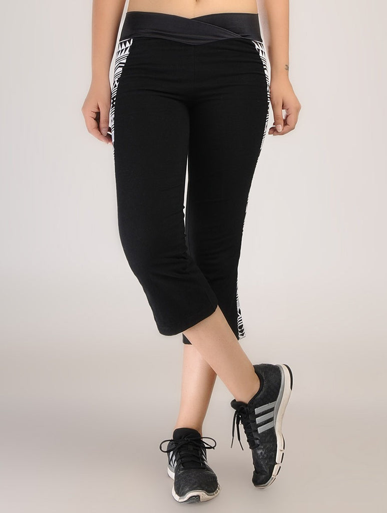 Lotus Waves Leggings with Rollover Waistband